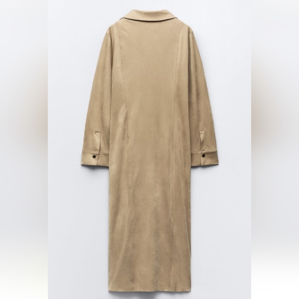 Zara Ruched Faux Suede Midi Dress Sz-XXL - Picture 4 of 9